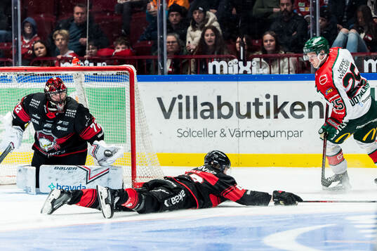Malmö Redhawks målvakt Daniel Marmenlind och Robin Salo