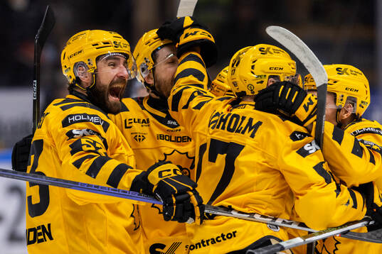Skellefteås Luke Witkowski jublar med lagkamrater