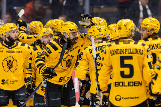 Skellefteås Luke Witkowski jublar med lagkamrater