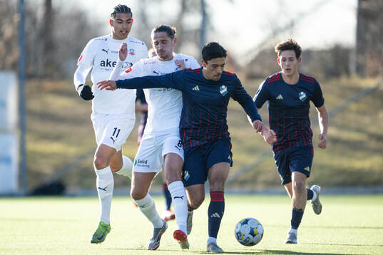 Helsingborgs Milan Silva Rasmussen och Ervin Gigovic och