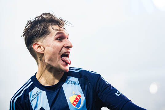 Djurgårdens Nino Zugelj jublar mot IFK Göteborgs
