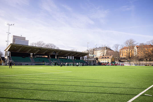 Generell vy på  Hammarby IP innan fotbollsmatchen i
