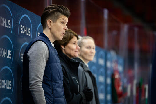 Frölundas tränare Erika Holst, sportchef Kim Martin