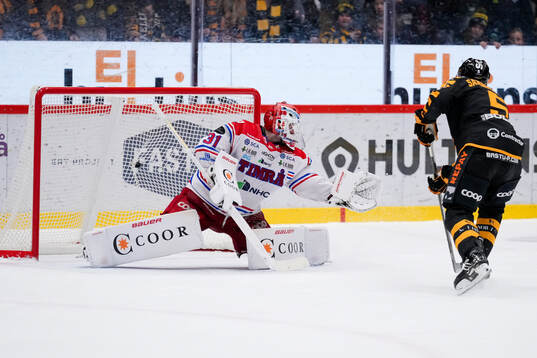 Timrås målvakt Tim Juel och Skellefteås Axel Sandin