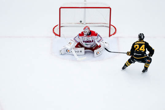 Timrås målvakt Tim Juel och Skellefteås Oscar Lindberg