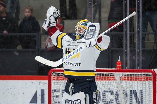 HV71s målvakt Frederik Dichow jublar