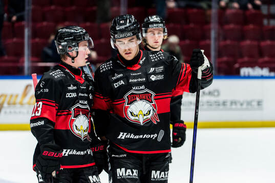 Malmö Redhawks Petter Vesterheim och Axel Sundberg deppar