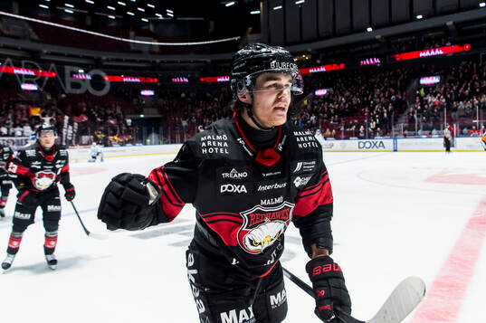 Malmö Redhawks Axel Sundberg jublar