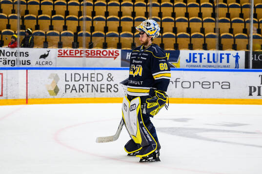 HV71s målvakt Hugo Alnefelt deppar