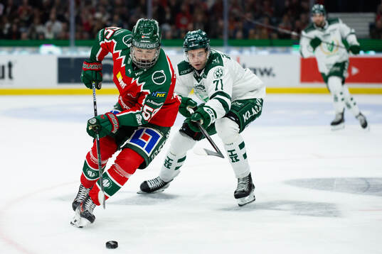 Frölundas Ivar Stenberg och Färjestads Viktor Lodin