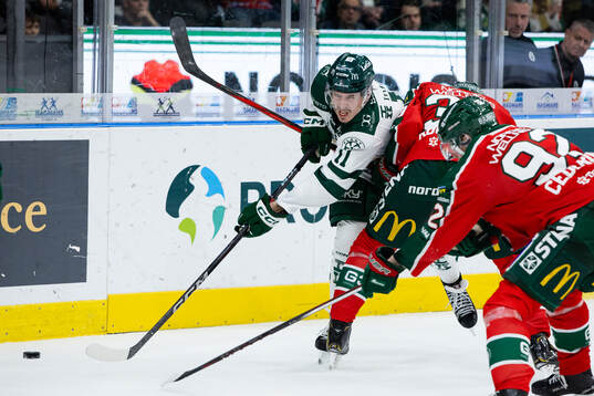 Färjestads Joakim Nygård och Frölundas Mikael Ruohomaa