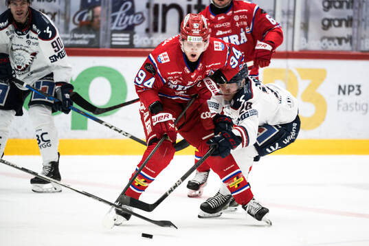 Timrås Sebastian Hartmann och Linköpings Johan Johnsson