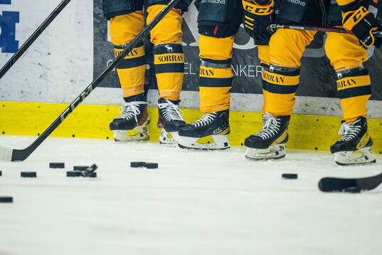 Hockeypuckar och skridskor
