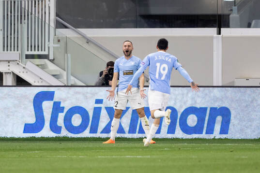 Muamer Tankovic of Pafos celebrates