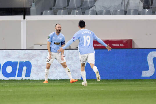 Muamer Tankovic of Pafos celebrates