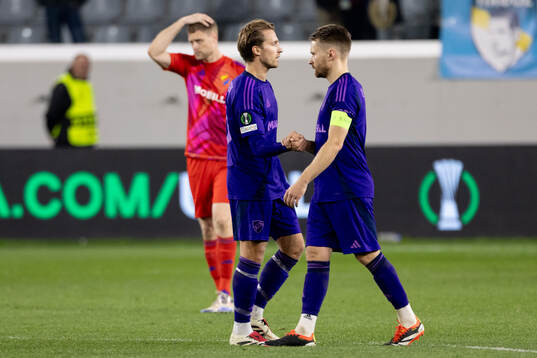 Daniel Stensson and Jacob Larsson of Djurgården looks