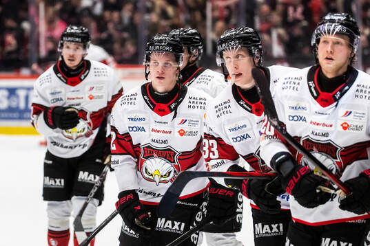 Malmö Redhawks Linus Öberg, Lassi Thomson och Thomas Berg