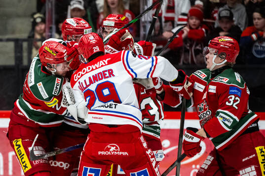Timrås Filip Hållander och Malmö Redhawks Joona Ikonen