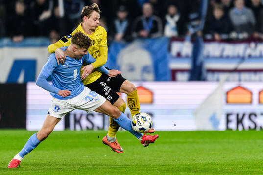 Malmö FFs Hugo Bolin och Elfsborgs Simon Hedlund