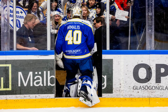 Leksands målvakt Mantas Armalis deppar