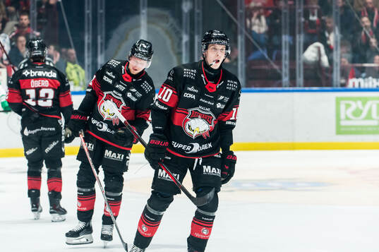 Malmö Redhawks William von Barnekow och Robin Salo deppar