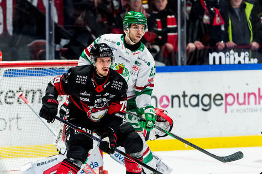Malmö Redhawks Jakub Galvas och Rögles Josh Dickinson