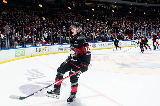 Malmö Redhawks Linus Öberg jublar