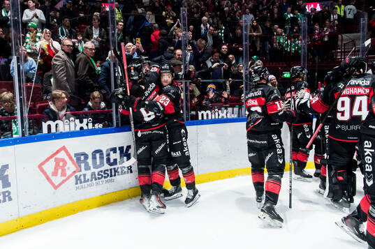 Malmö Redhawks spelare jublar