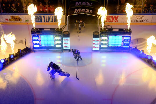 HV71s spelare åker in på isen