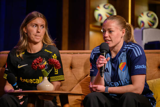 s Adelisa Grabus och Djurgårdens Sessy Åsland intervjuvas