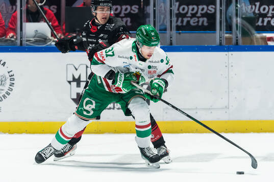 Rögles Albin Sundsvik och Malmö Redhawks Nikola Pasic