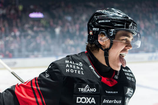 Malmö Redhawks Axel Sundberg jublar