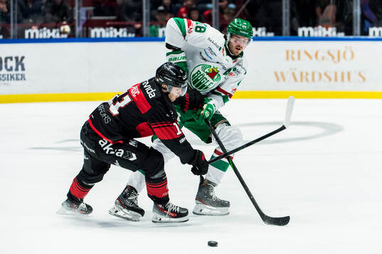 Rögles Dennis Everberg och Malmö Redhawks Nikola Pasic