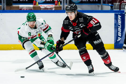 Rögles Linus Sandin och Malmö Redhawks Axel Sundberg
