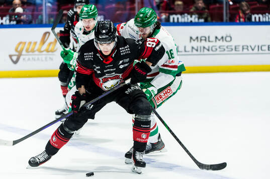 Malmö Redhawks Axel Sundberg och Rögles Dennis Everberg