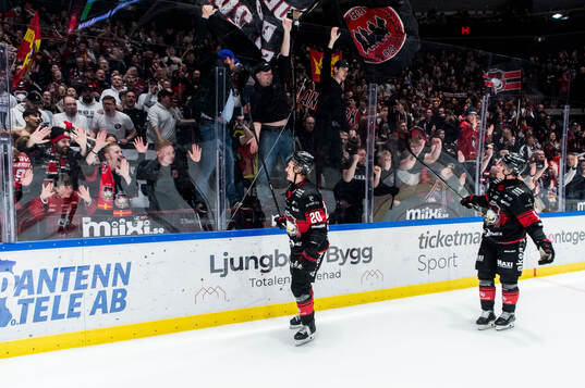 Malmö Redhawks spelare jublar