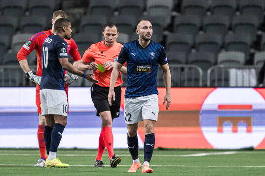 Muamer Tankovic of Pafos looks dejected