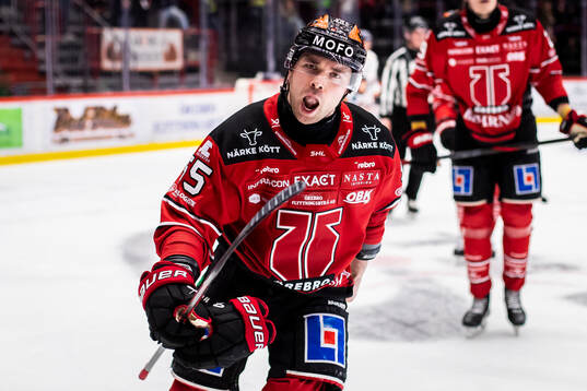 Örebros David Quenneville jublar vid 2-2