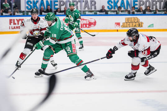 Rögles Dennis Everberg och Malmö Redhawks Robin Hanzl