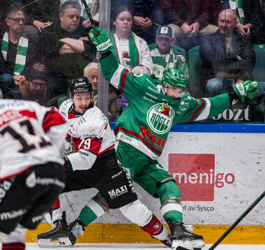 Malmö Redhawks Robin Hanzl och Rögles Brady Ferguson