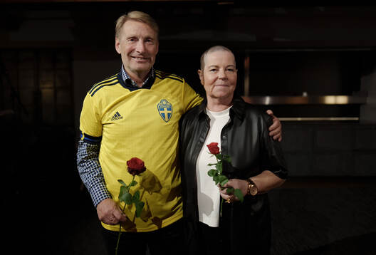Marika Domanski Lyfors med vänner fotograferade