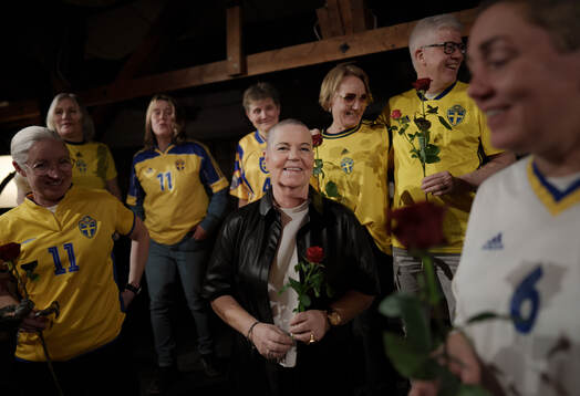 Marika Domanski Lyfors med vänner fotograferade