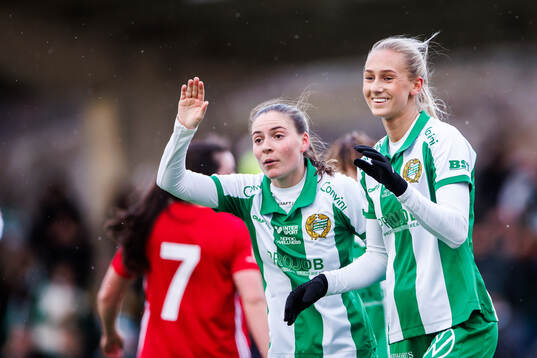 Hammarbys Ellen Wangerheim och Smilla Vallotto jublar
