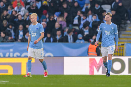 Malmö FFs Otto Rosengren och Nils Zätterström deppar