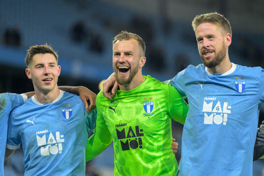 Malmö FFs Ricardo Friedrich och Pontus Jansson jublar