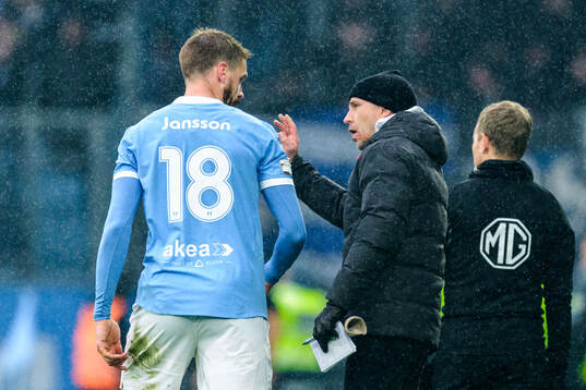 Malmö FFs Pontus Jansson och tränare Henrik Rydström