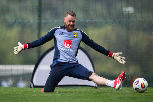 Goalkeeper Viktor Johansson of the Swedish men's national