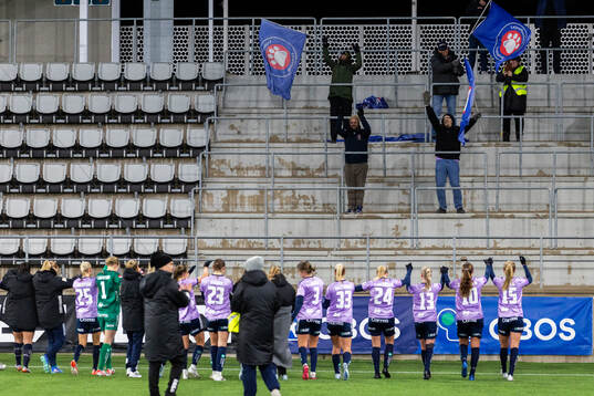 Linköpings spelare jublar med supportrar