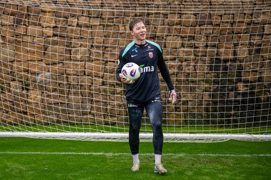 Goalkeeper Mathias Dyngeland of the Norwegian national