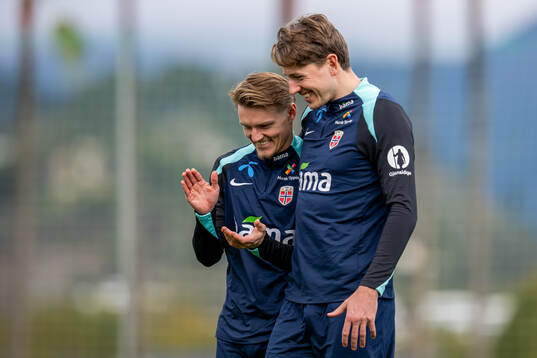 Martin Ødegaard and Sander Berge of the Norwegian national